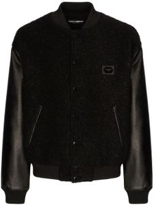 Dolce & Gabbana veste bomber en laine vierge à plaque logo - Noir