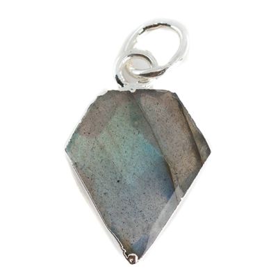 Edelsteen Hanger Labradoriet Diamantvorm - Verzilverd - 15 x 12 mm