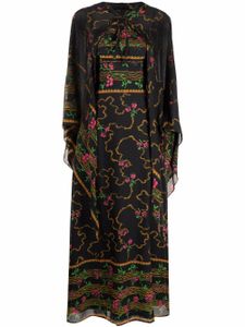 A.N.G.E.L.O. Vintage Cult ensemble robe et cape à fleurs (années 1970) - Noir