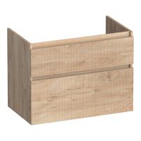 Brauer Delight Wavy - Onderkast - 80 cm - met 2 Softclose Lades Greeploos en 1 Sifon Uitsparing - Forest Wheat