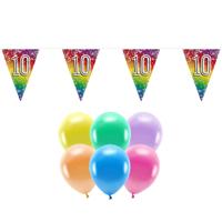 Boland Party - 10e jaar verjaardag versiering - 100x ballonnen - 2x leeftijd vlaggetjes