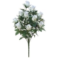 Kunstbloemen boeket rozen/gipskruid - wit - H56 cm - Bloemstuk - Bladgroen   - - thumbnail