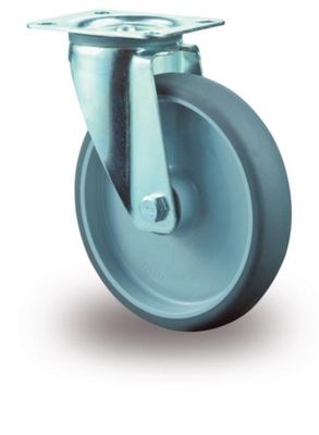 Zwenkwiel160mm rubber totale hoogte 195mm