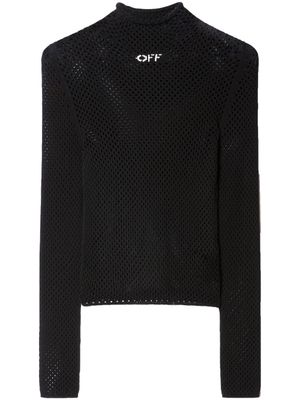 Off-White robe en maille ajourée à logo imprimé - Noir