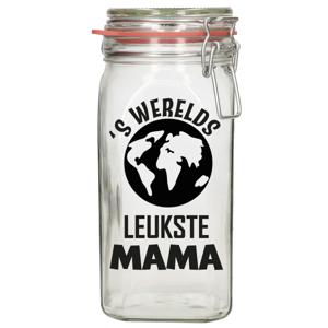 Cadeau voorraadpot - mama - glas - 12 x 7 cm - 1,5 liter - verjaardag cadeau - snoeppot - Moederdag