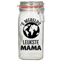 Cadeau voorraadpot - mama - glas - 12 x 7 cm - 1,5 liter - verjaardag cadeau - snoeppot - Moederdag