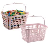 Plasticforte Knijpermandje - 2x - roze - kunststof - wasknijpertasje/knijperzak