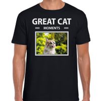 Rode katten t-shirt met dieren foto great cat moments zwart voor heren