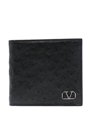 Valentino Garavani portefeuille en cuir à effet cuir d'autruche - Noir