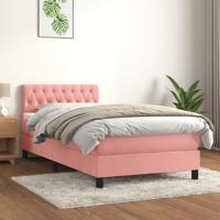 Boxspring met matras fluweel roze 90x190 cm