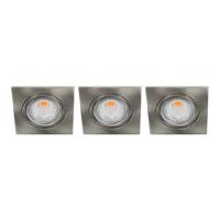 Set 3x Bella Ondiepe LED spot kantelbaar 5Watt vierkant NIKKEL dimbaar