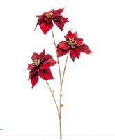 Poinsettia spray x3 dk red 79 cm kunstplant - Emerald