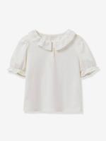 T-shirt voor meisjes met een kraag van Engels borduurwerk CYRILLUS van biologisch katoen ecru