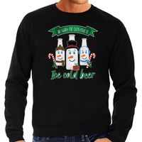 Foute Kersttrui/sweater voor heren - IJskoud bier - zwart - Christmas beer - thumbnail