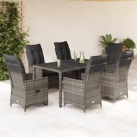 7-delige Tuinset met kussens poly rattan grijs
