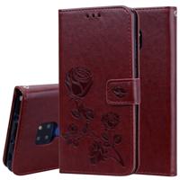 Rose reliëf horizontale Flip PU lederen draagtas voor Huawei mate 20 met houder & kaartsleuven & portemonnee (bruin)