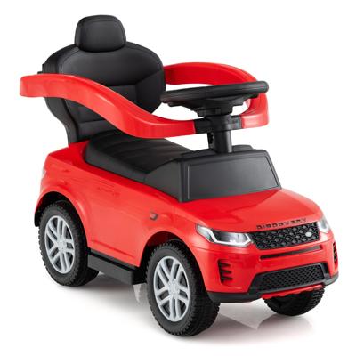 3-In-1 Duwauto voor Peuters Speelgoed om op te Rijden met Afneembare Handgreep en Veiligheidsbarrière Schuifauto met Claxon Rood