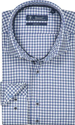 Sleeve7 Heren Overhemd Navy Kleine Ruit Twill