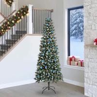 Kunstkerstboom met 300 LED Groen 240 cm PVC en Plastic en Staal