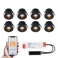 8x Olivia zwarte Smart LED Inbouwspots complete set - Wifi & Bluetooth - 12V - 3 Watt - 2700K warm wit - thumbnail