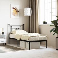 Bedframe met hoofdbord metaal zwart 75x190 cm - thumbnail