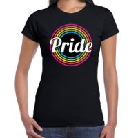 Pride regenboog cirkel / LHBT t-shirt zwart voor dames