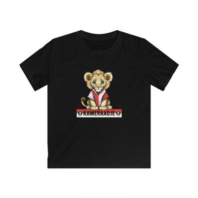T-shirt regular zwart - kids - Kameraadje leeuw - logo voor groot