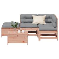 5-delige Loungeset met kussens massief douglashout