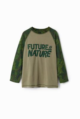 T-shirt met tekst en camouflage - WHITE - 13/14