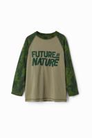 T-shirt met tekst en camouflage - WHITE - 13/14