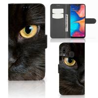 Samsung Galaxy A30 | Telefoonhoesje | Met pasjeshouder | Zwarte Kat