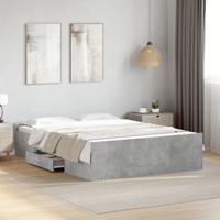 Bedframe met lades bewerkt hout betongrijs 120x200 cm