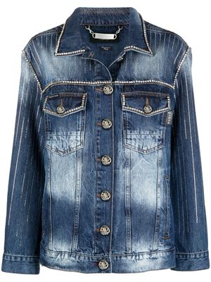 Philipp Plein veste en jean à ornements en cristal - Bleu