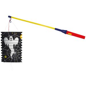 Lampionstokje 50 cm - met spook lampion - zwart - H18 cm