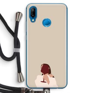 I drink wine: Huawei P20 Lite Transparant Hoesje met koord