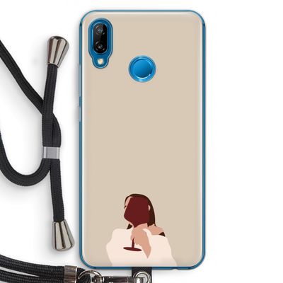 I drink wine: Huawei P20 Lite Transparant Hoesje met koord