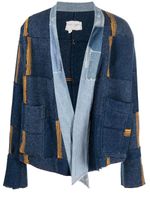 Greg Lauren manteau court à design patchwork - Bleu