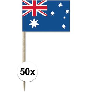 Cocktailprikkers vlag Australie - 50x stuks - 8 cm vlaggetjes - landen decoratie - Prikkertjes