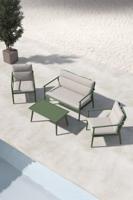 Nohr Loungeset 'Filemon' Met bank, 2 loungestoelen en tafel, kleur Beige/Groen