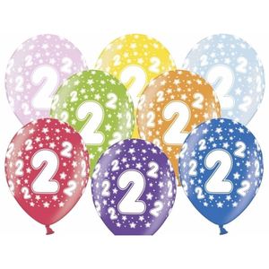 12x stuks verjaardag ballonnen 2 jaar thema met sterretjes