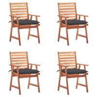 Tuinstoelen 4 st met kussens massief acaciahout