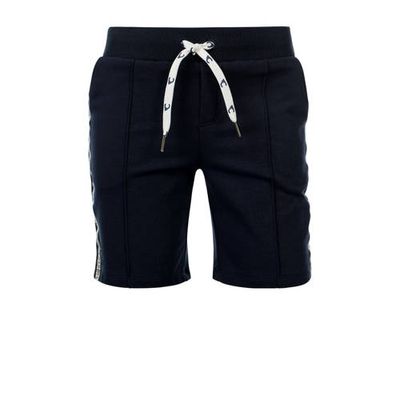 COMMON HEROES slim fit sweatshort Bo met zijstreep donkerblauw COMMON HEROES slim fit sweatshort Bo met zijstreep donkerblauw