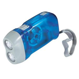 Knijpkat / dynamo zaklamp met dubbele LED - Blauw - Batterij loos verlichten