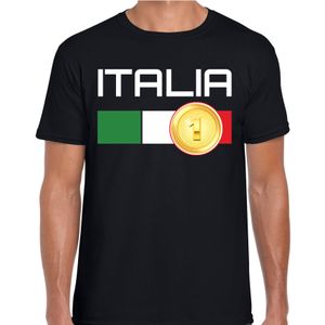 Italia / Italie landen shirt met gouden medaille en Italiaanse vlag zwart voor heren 2XL  -