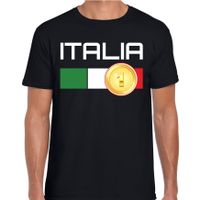 Italia / Italie landen shirt met gouden medaille en Italiaanse vlag zwart voor heren 2XL  - - thumbnail