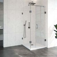 Douchecabine Compleet Just Creating Profielloos 3-Delig 90x90 cm Gunmetal Sanitop