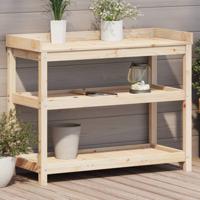 VidaXL Oppottafel met schappen 108x45x86,5 cm massief grenenhout
