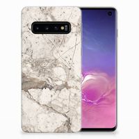 Samsung Galaxy S10 TPU Siliconen Hoesje Marmer Beige