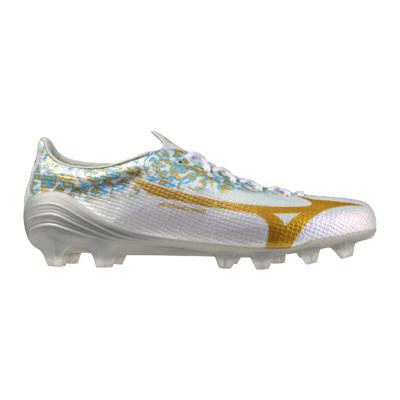 Mizuno Alpha III Japan João Félix Gras Voetbalschoenen (FG) Wit Goud Lichtblauw