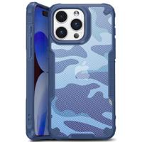 iPhone 15 Plus Anti-Shock Hybride Hoesje - Camouflage - Blauw